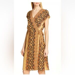 JOIE BETHWYN SNAKESKIN
PRINT SHORT SLEEVE V-NECK
WRAP DRESS  Sz S